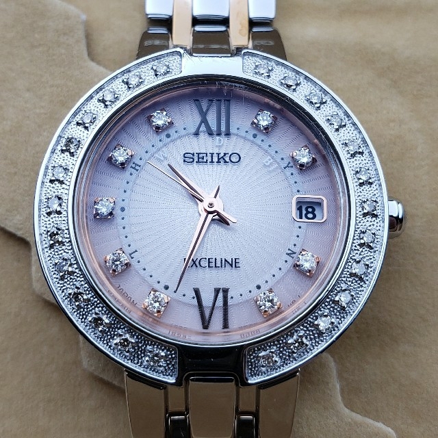 SEIKO - ☆美品☆セイコー☆エクセリーヌ☆電波ソーラー☆ダイヤモンド☆SWCW085☆の通販 by よし's shop｜セイコーならラクマ