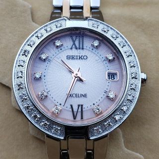 セイコー(SEIKO)の☆美品☆セイコー☆エクセリーヌ☆電波ソーラー☆ダイヤモンド☆SWCW085☆(腕時計)