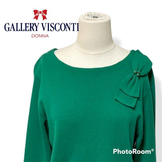 GALLERY VISCONTI - ギャラリービスコンティ グリーン 緑 リボン ニット セーターの通販 by epic dayshop