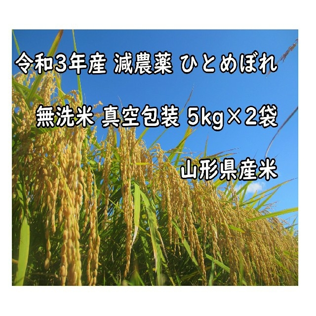 令和3年産 減農薬 ひとめぼれ 5kg × 2袋 計10kg 山形産 無洗米