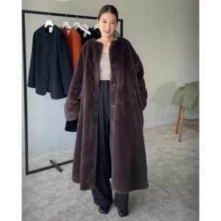 CLANE - CLANE NO COLLAR LICO FUR COAT リコファーコートの ...