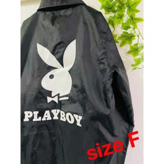 プレイボーイ(PLAYBOY)のプレイボーイ コーチジャケット ビッグロゴ ナイロン ジャンパー ブラック F(ナイロンジャケット)