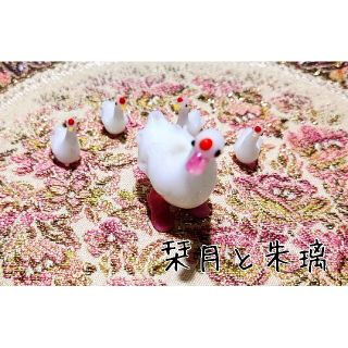 新品未使用 ガラス細工 アヒル 親子 インテリア ミニチュア 鳥 水鳥(置物)