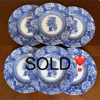 ウェッジウッド(WEDGWOOD)の【未使用美品】ウェッジウッド★ビンテージブルー★デザート皿　6枚(食器)