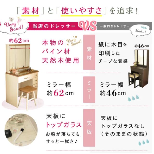 ニトリ - ドレッサー 三面鏡 スツール付 おしゃれ かわいい 北欧 ニトリ - ドレッサー 三面鏡 スツール付 おしゃれ かわいい 北欧