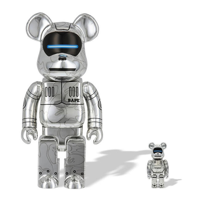 BE@RBRICK BAPE SORAYAMA SILVER 100% 400%