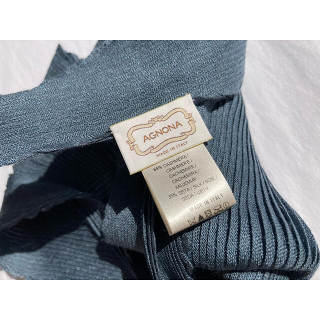 AGNONA アニオナ　プリーツ　scarf スカーフ　  ストール　ネイビー