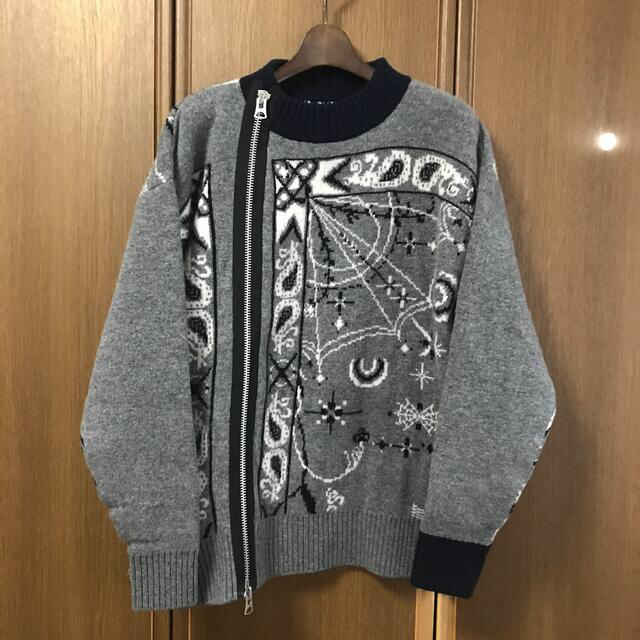 sacai dr.woo バンダナ ニット カーディガン ライダース 【時間指定