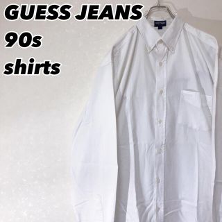 ゲス(GUESS)の90s ゲス ジーンズ メンズ 無地 長袖 シャツ オーバーサイズ 白 L 古着(シャツ)