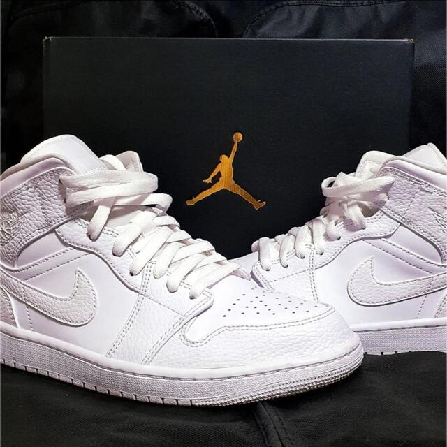 Nike Air Jordan 1 Mid Triple White レア