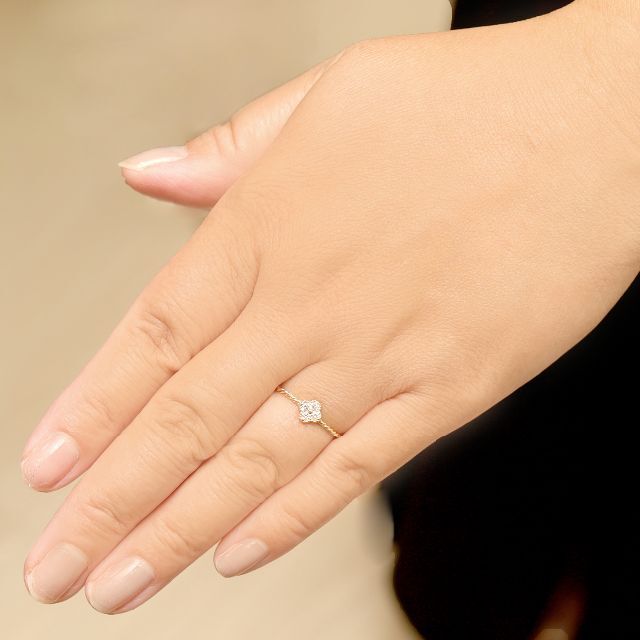 【サイズ11号】4石お花のダイヤモンド0.1ctリング・指輪 サイズ直し可能 1