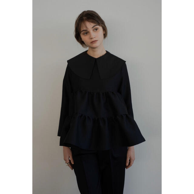 OHGA GATHER BLOUSE ギャザーブラウス ブラック educa.ba