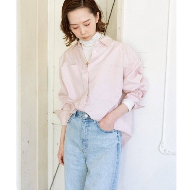 【新品】IENA コットンブロードポケットシャツ ピンク 36