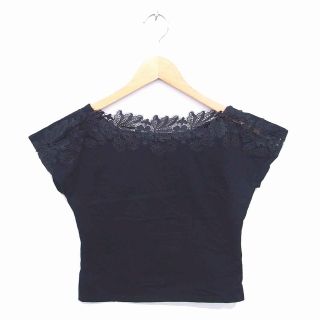 スウィングル(Swingle)のスウィングル カットソー Tシャツ ボートネック レース 半袖 S 黒(カットソー(半袖/袖なし))