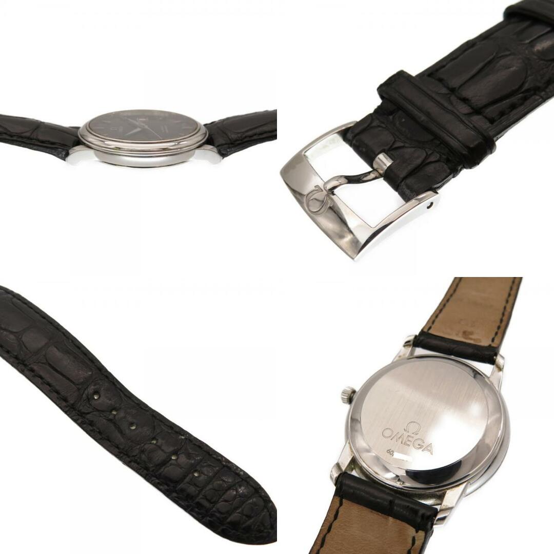 オメガ プレステージ クロノメーター 自動巻き 腕時計 SS/クロコダイル ブラック 黒 0305OMEGA メンズ