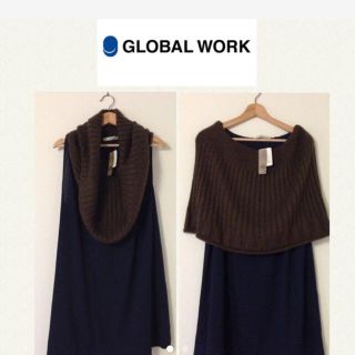 グローバルワーク(GLOBAL WORK)の新品❤️グローバルワーク ネイビー 2wayワンピース(ひざ丈ワンピース)