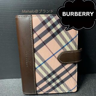 バーバリーブルーレーベル(BURBERRY BLUE LABEL)のバーバリー　システム手帳　ミニ6穴サイズ　ダークブラウン×ピンク　チェック(その他)