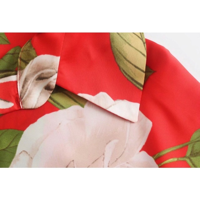 ZARA(ザラ)の🧥2月新作👠7444◆red レッド フラワー 花柄 シャツ ブラウス レディースのトップス(シャツ/ブラウス(長袖/七分))の商品写真