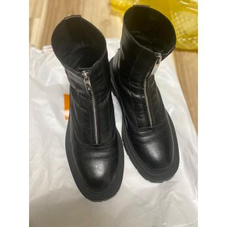 ザラ(ZARA)のzara 38 ブーツ　タンクソール　ヒールブーツ　ジップアップ リアルレザー(ブーツ)