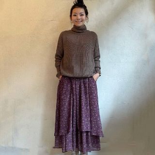 ハグオーワー ロングワンピース 更紗pt.ラウンドティアードワンピース