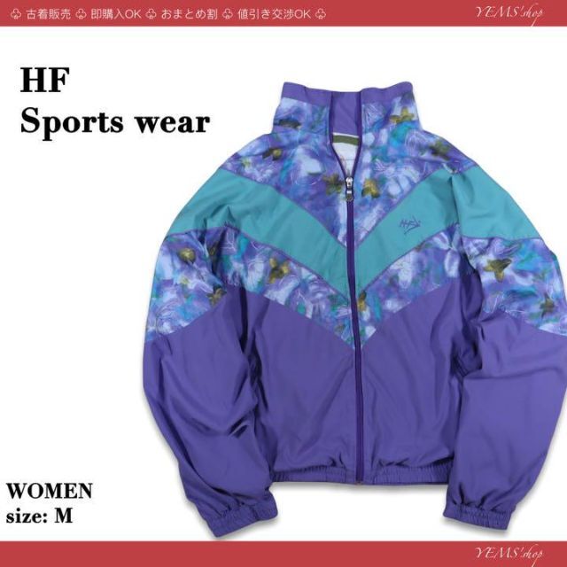 【希少】HF Sportswear コーチジャケット 花柄 マイクロファイバー ブルゾン