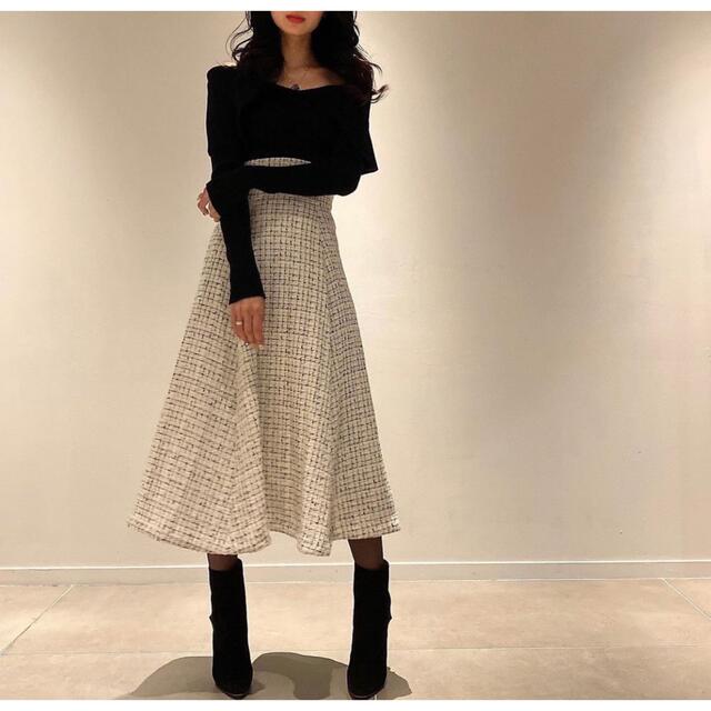 Her lip to(ハーリップトゥ)のmofufu様専用　naoho corset tweed flare skirt レディースのスカート(ロングスカート)の商品写真