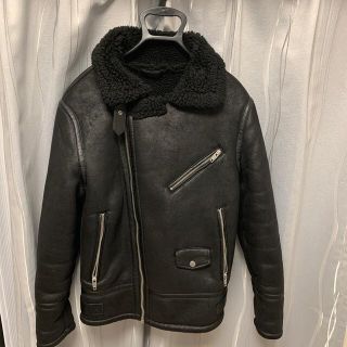 ザラ(ZARA)のZARA ボア ファー ムートン ジャケット ブラック 新品未使用 完売品(ライダースジャケット)