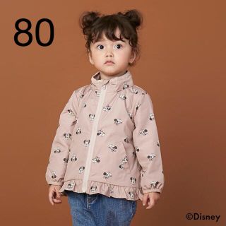 プティマイン(petit main)のプティマイン 【Disney】ミニー／総柄ウィンブレ　80 新品(ジャケット/コート)