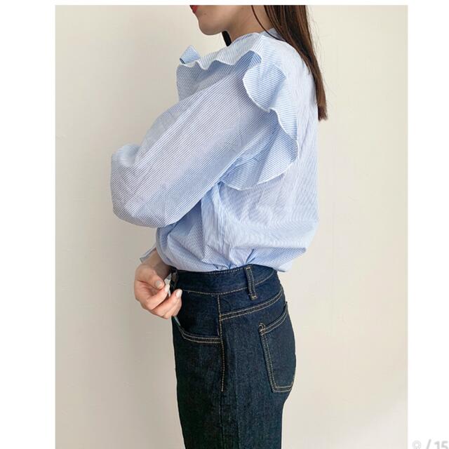 nugu ストライプシャツ　春物　リボンシャツ レディースのトップス(シャツ/ブラウス(長袖/七分))の商品写真