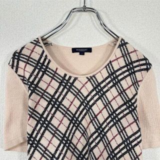 バーバリー(BURBERRY)の【美品】バーバリーロンドン　半袖 ニット セーター　ノバチェック柄　クルーネック(ニット/セーター)