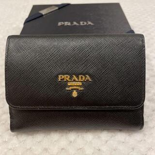 プラダ(PRADA)のPRADA サフィアーノレザー　二つ折り財布　バイカラー　ブラック　ピンク(財布)