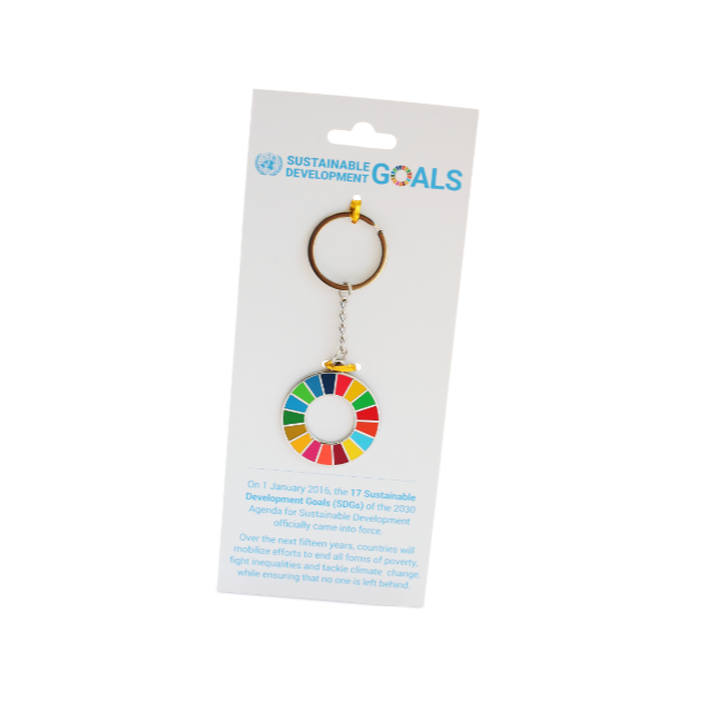 SDGs　キーホルダー　国連本部正規輸入品　クールビズ時のピンバッジ代替　カバン