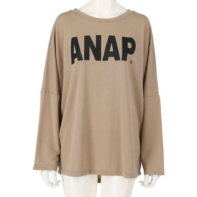 ANAP(アナップ)のアナップ　ロンT  長袖カットソー  バックロゴ  ベージュ　新品　タグ付 レディースのトップス(Tシャツ(長袖/七分))の商品写真