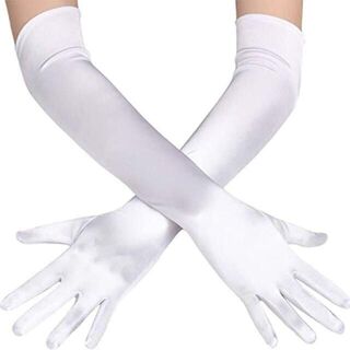 ウェディンググローブ ロング 手袋 55cm ストレッチ フリーサイズ ホワイト(手袋)