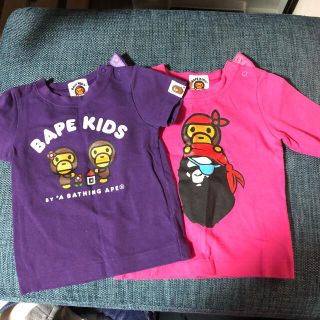 アベイシングエイプ(A BATHING APE)のAPE 美品　70センチ　ロンT 半袖(Ｔシャツ)