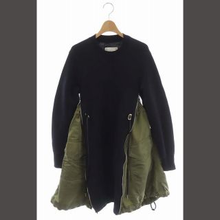 サカイ(sacai)のサカイ スポンジスウェットドレス ワンピース 長袖 ロング 紺 カーキ ネイビー(ロングワンピース/マキシワンピース)