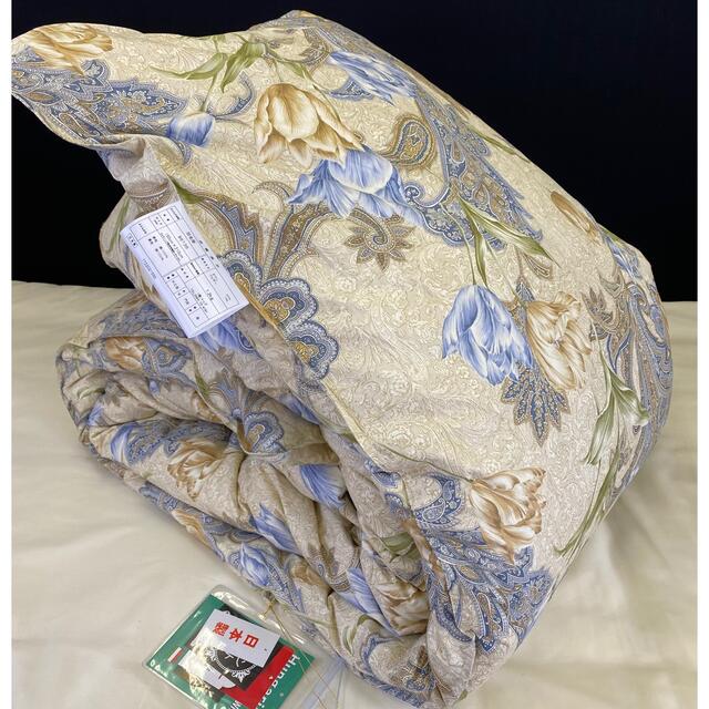 寝具 新品‼️超長綿60サテン生地 二層キルト ハンガリー産羽毛掛布団