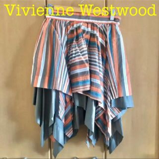 ヴィヴィアンウエストウッド(Vivienne Westwood)のVivienne Westwood アシメトリースカート　ストライプ　Mサイズ(ひざ丈スカート)