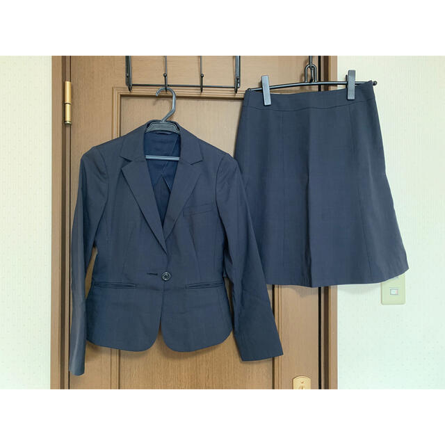 AOKI(アオキ)のネイビーチェック AOKI 青木　スカート　スーツ　９号 レディースのフォーマル/ドレス(スーツ)の商品写真