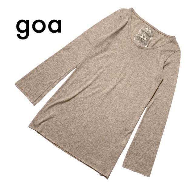 goa(ゴア)の美品goa ウールアンゴラ混トップス プルオーバー ベージュ ロングデザイン薄手 レディースのトップス(カットソー(長袖/七分))の商品写真