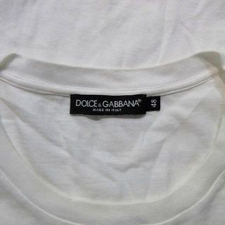 DOLCE&GABBANA ドルチェ&ガッバーナ Tシャツ サイズ:48 ロゴパッチ Vネック リブ 半袖 Tシャツ 初期 白タグ アーカイブ ブラック 黒 イタリア製 ブランド トップス カットソー 【メンズ】