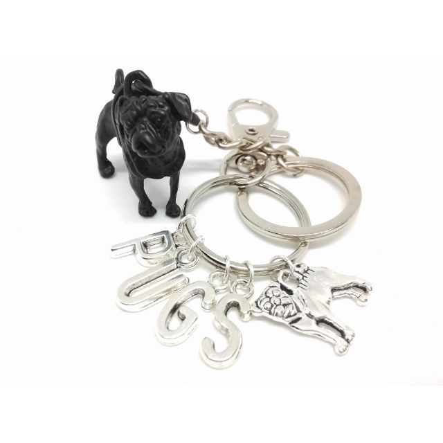 パグ ぱぐ PUG キーホルダー シルバー pk6 レディースのファッション小物(キーホルダー)の商品写真