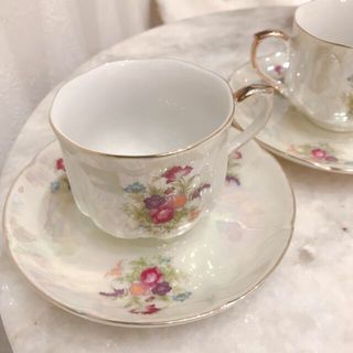 ロイヤルアルバート(ROYAL ALBERT)の最終値下げ♡アンティーク♡オーロラパール花柄カップ&ソーサー　1セット(グラス/カップ)