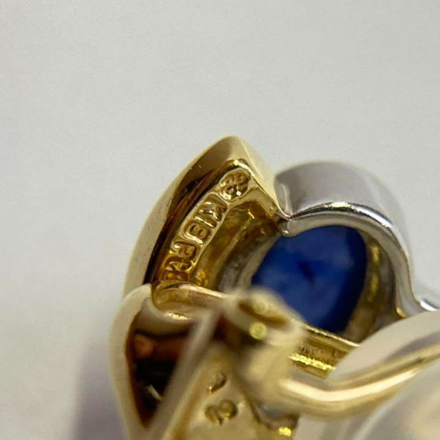 人気定番の Pt850K18 天然サファイア イヤリング 1.64ct 保証書付き