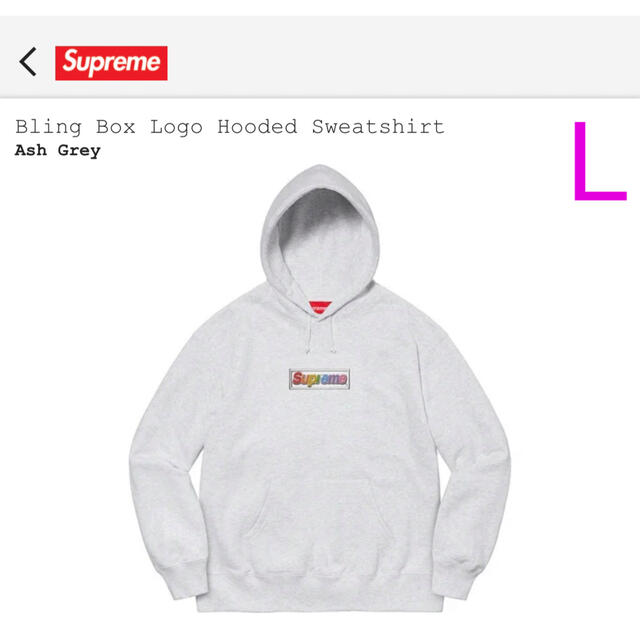Bling Box Logo Hooded Sweatshirt Grey L