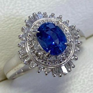 Pt900 天然サファイアリング S0.92ct D0.38ct サイズ12号の通販 by