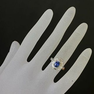 Pt900 天然サファイアリング S0.92ct D0.38ct サイズ12号の通販 by