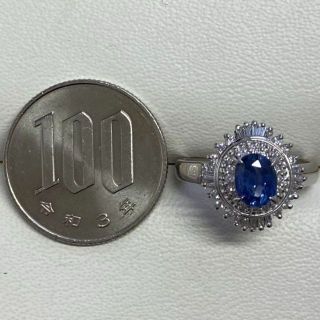 Pt900 天然サファイアリング S0.92ct D0.38ct サイズ12号の通販 by