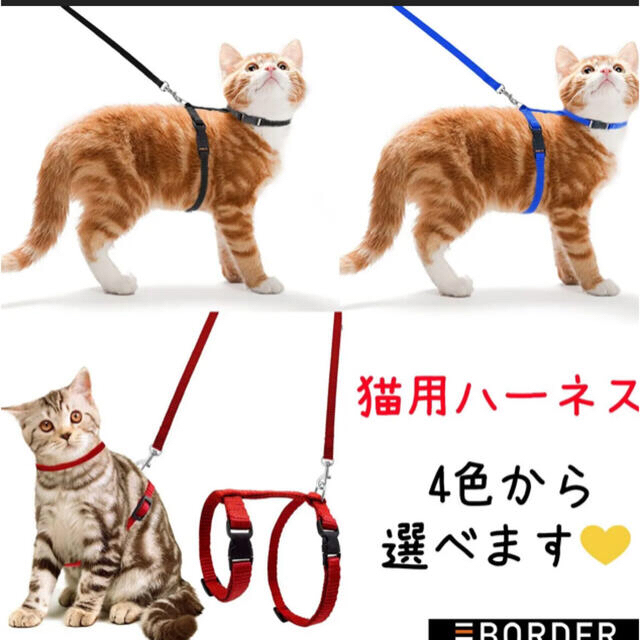  ハーネス リード 猫 ねこ 小型 子猫 首胴輪 ペット 散歩 旅行 黒 その他のペット用品(猫)の商品写真