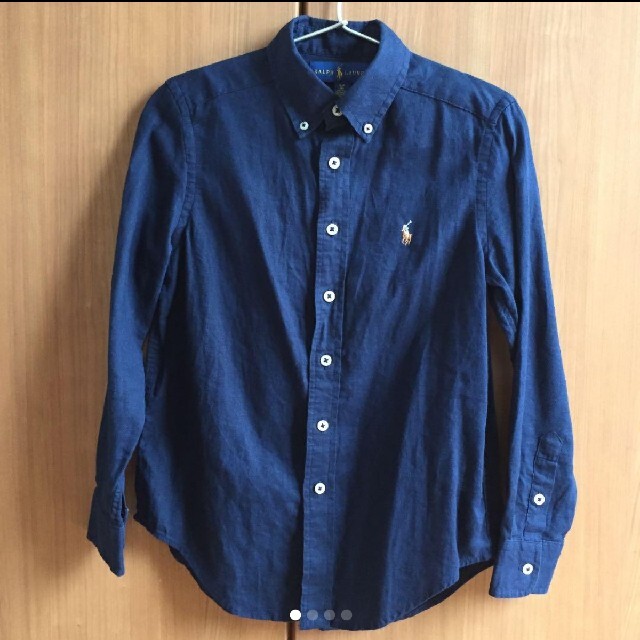 POLO RALPH LAUREN(ポロラルフローレン)の再値下げRALPH LAURENラルフローレンキッズシャツ　8　140ネイビー キッズ/ベビー/マタニティのキッズ服男の子用(90cm~)(ブラウス)の商品写真